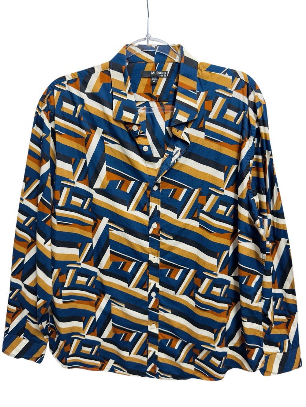 Cotton Knit Slim Fit Abstract Art Geo Poplin Oxford Preppy Shirt